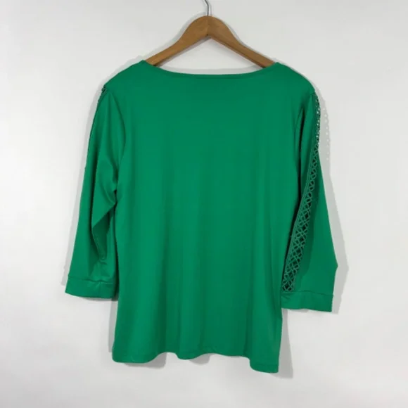 Alexis Women’s Size XL Solid Green Scoop Neck Pullover Stretch Casual Top - Picture 5 of 5